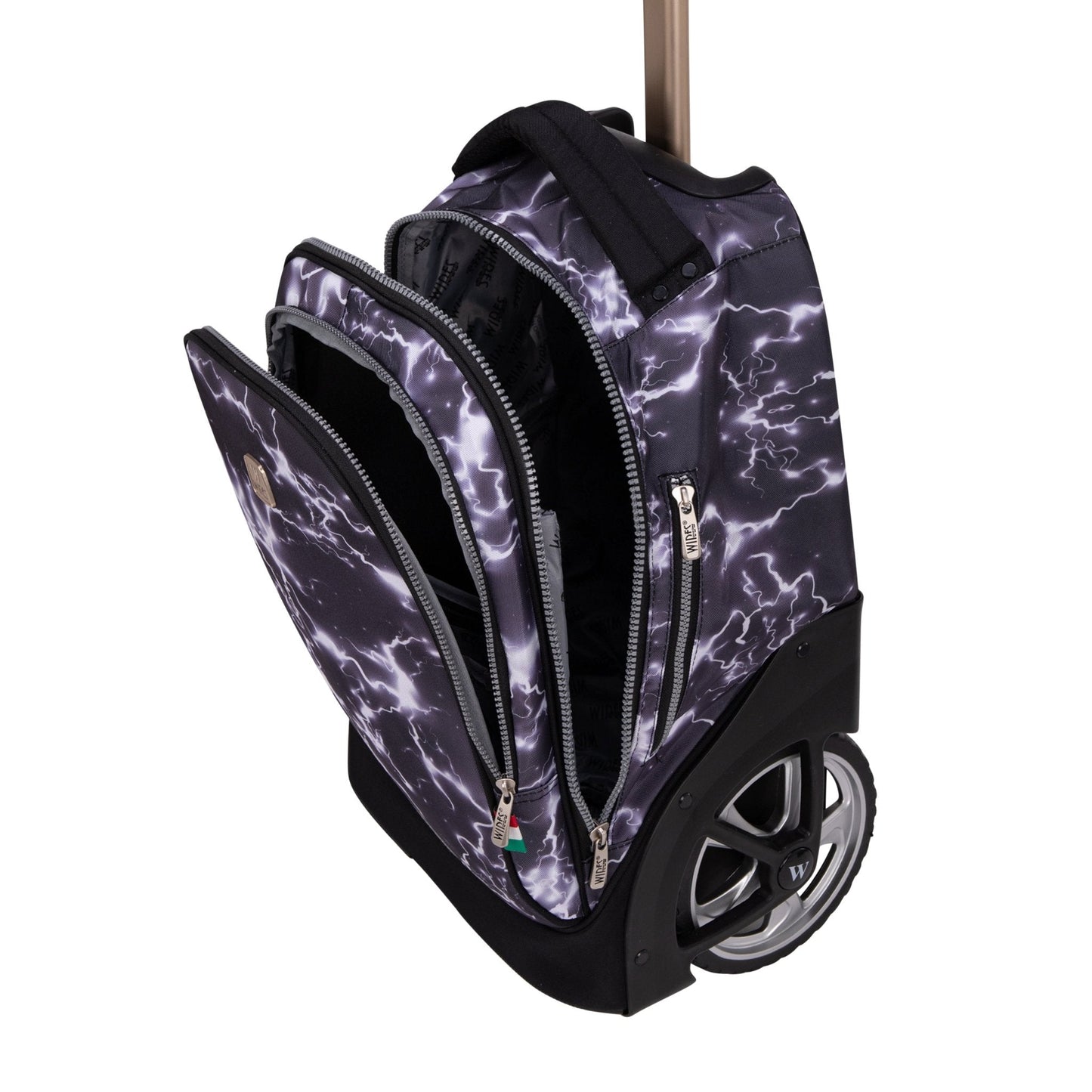 Dark Thunder Wires Big Wheel School Bag Trolley Set of 3 (Lunch Bag & Pencil Case) - wiresitaly.com