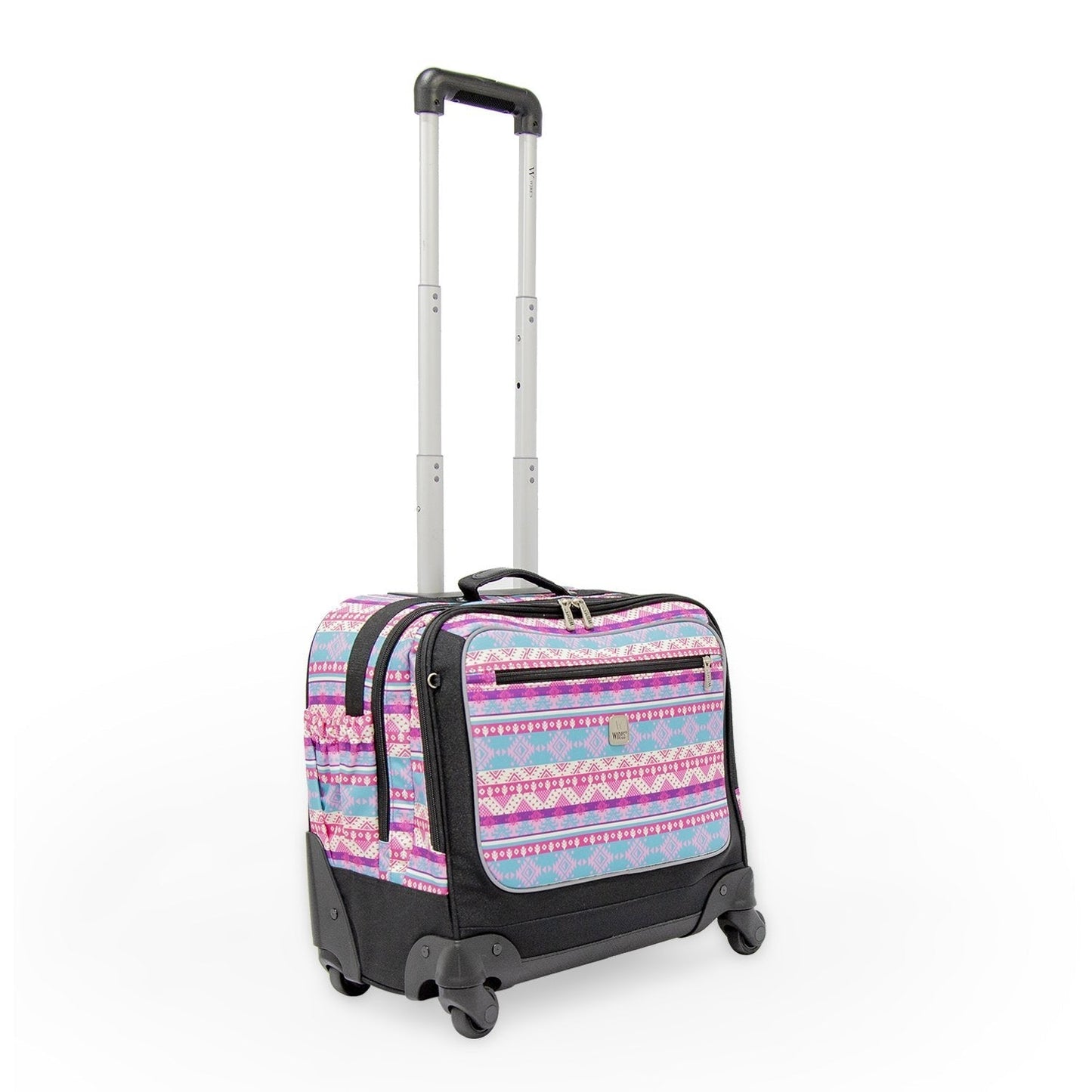 Wires 3 Pieces Set - 4 Wheels School Bag trolley with Lunch Bag + Pencil Case African Pink Design - wiresitaly.com