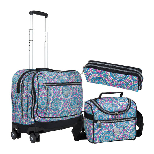 Ankara Wires School Bag Trolley Set of 4(Lunch Bag & Pencil Case)+Lunch Box - wiresitaly.com