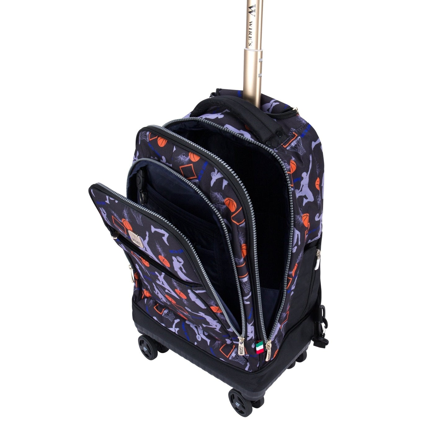 Basketball Wires 8 - Wheels School Backpack Trolley Set (Lunch bag & Pencil Case) - wiresitaly.com