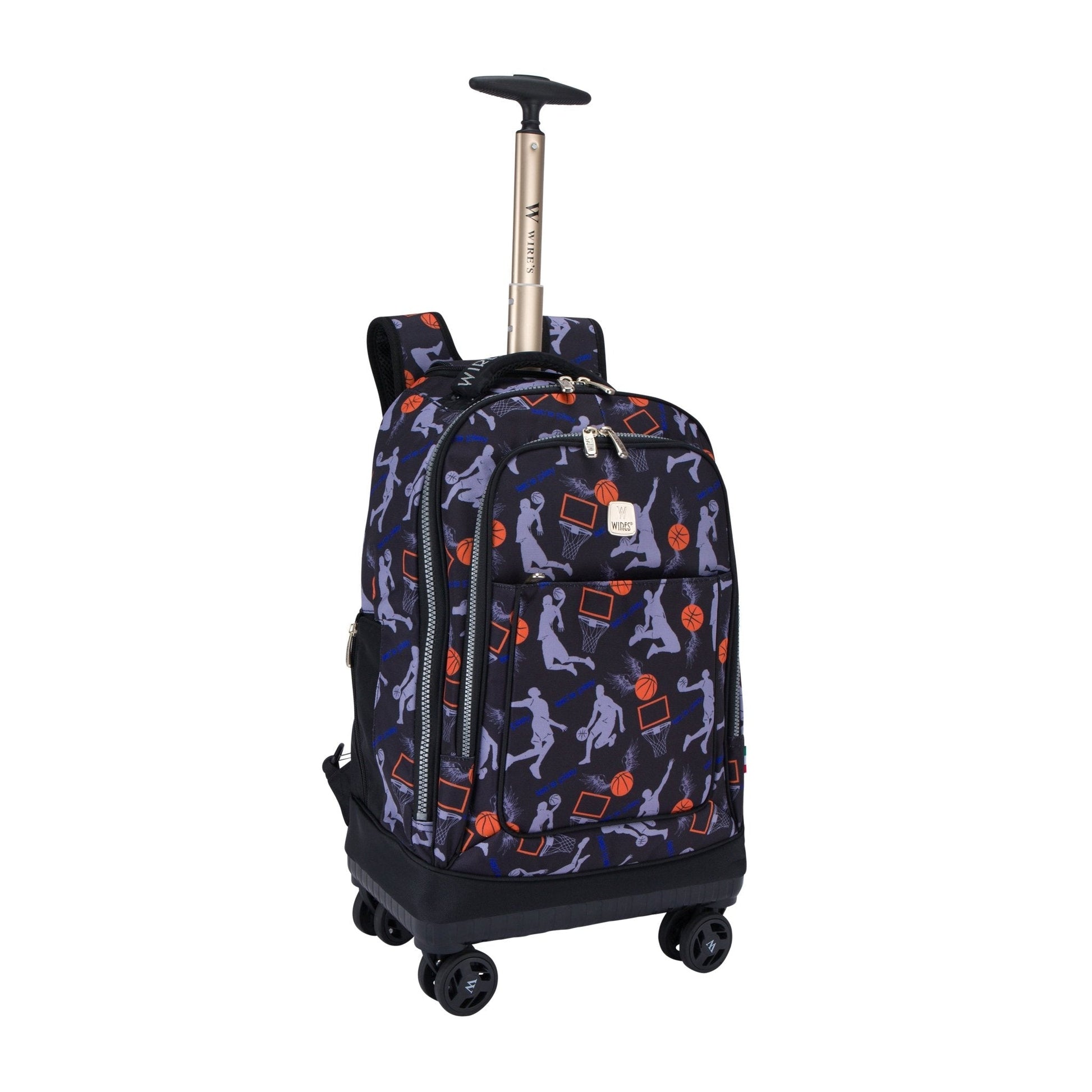 Basketball Wires 8 - Wheels School Backpack Trolley Set (Lunch bag & Pencil Case) - wiresitaly.com