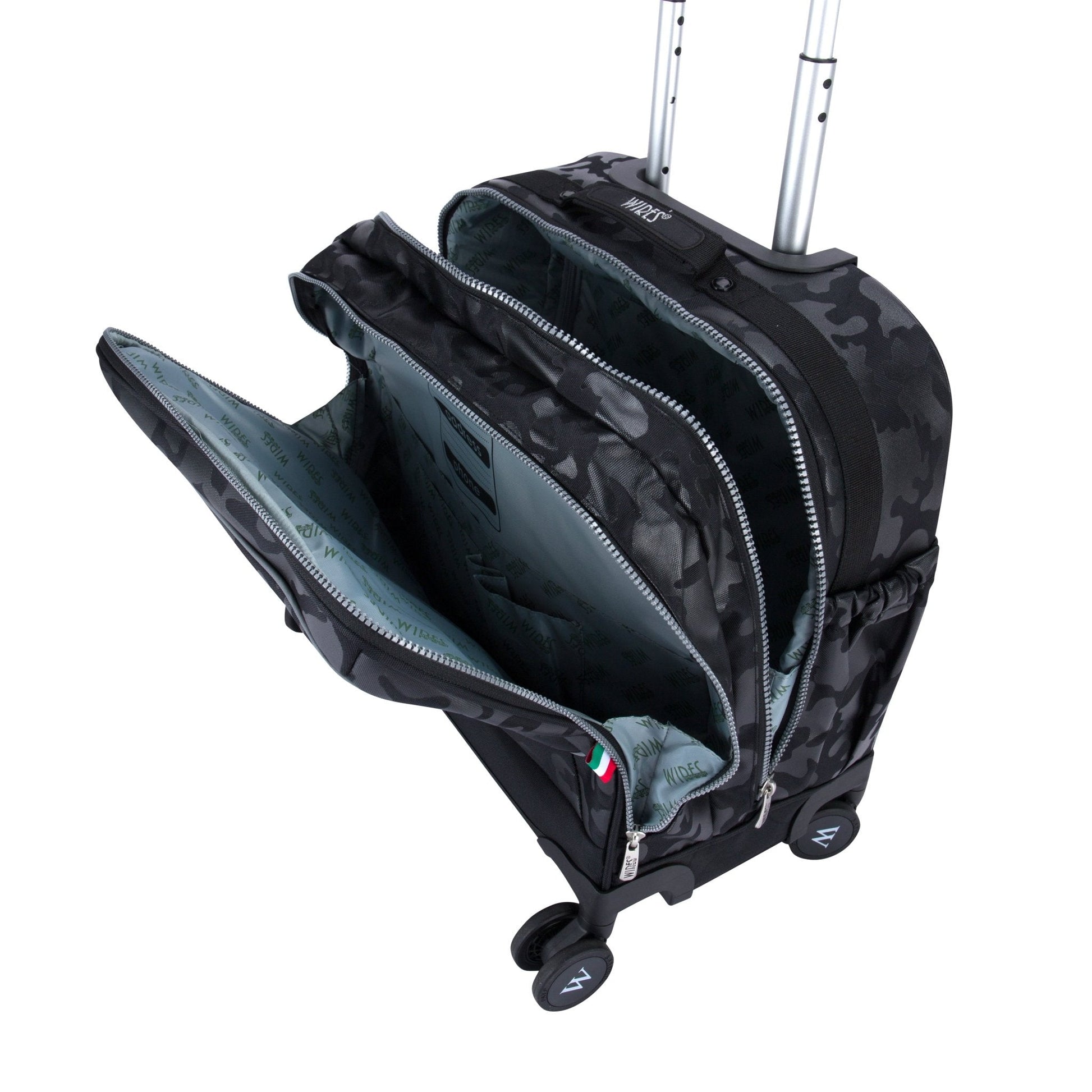 Dark Camouflage Wires School Bag Trolley Set of 4(Lunch Bag & Pencil Case)+Lunch Box - wiresitaly.com