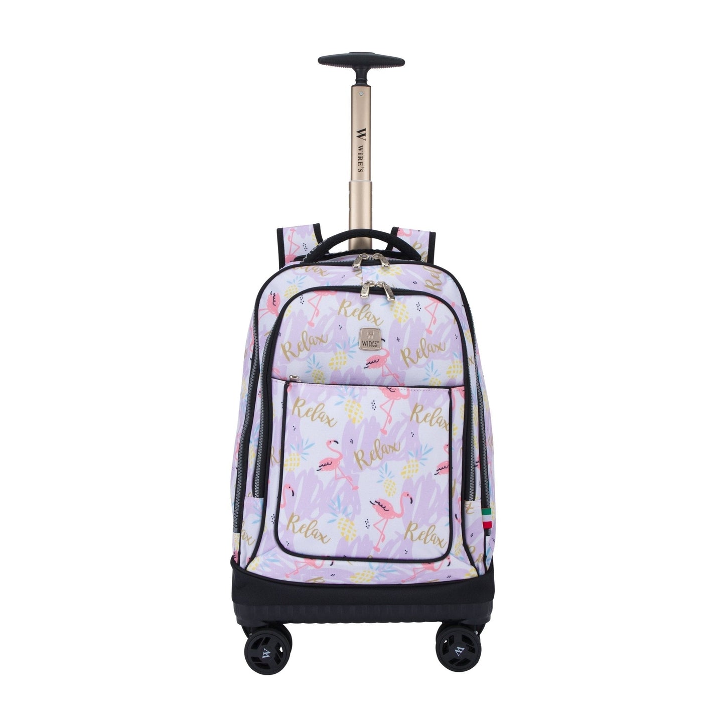 Flamingo Wires 8 - Wheels School Backpack Trolley Set (Lunch bag & Pencil Case) - wiresitaly.com