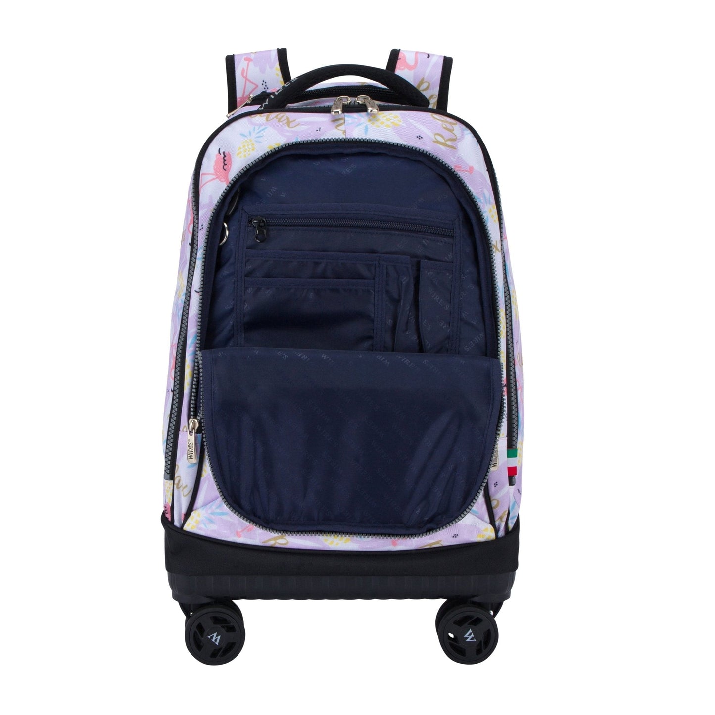 Flamingo Wires 8 - Wheels School Backpack Trolley Set (Lunch bag & Pencil Case) - wiresitaly.com
