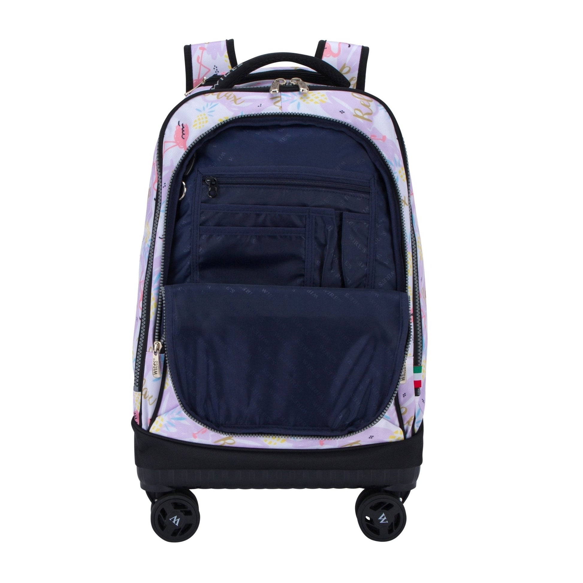 Flamingo Wires 8 - Wheels School Backpack Trolley Set (Lunch bag & Pencil Case) - wiresitaly.com