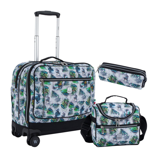 Fog Nature Wires School Bag Trolley Set of 4(Lunch Bag & Pencil Case)+Lunch Box - wiresitaly.com