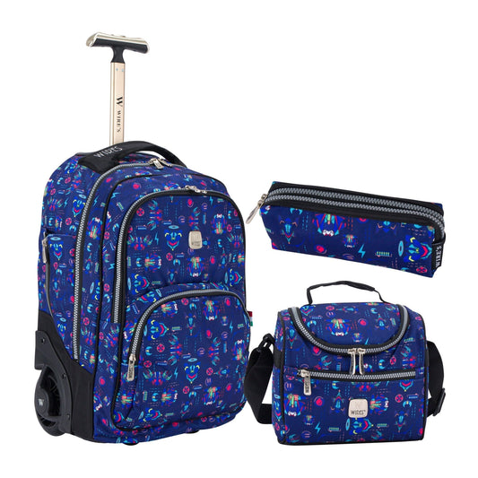 Galactic Arcade Wires Mini Wheel School Bags Trolly Set of 3pcs - wiresitaly.com