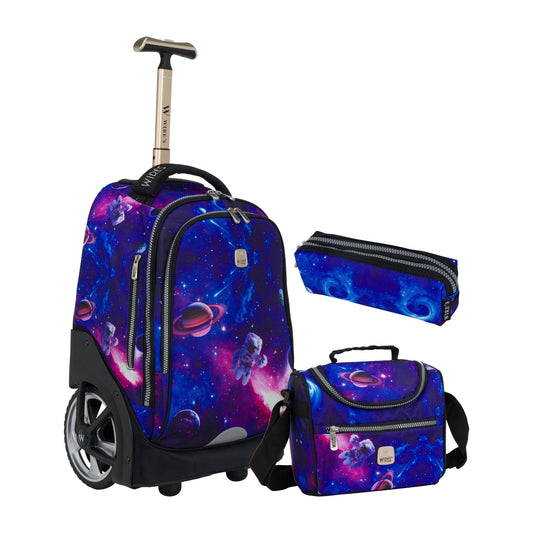 Galaxy Planet Wires Big Wheel School Bags Trolly Set of 3pcs - wiresitaly.com