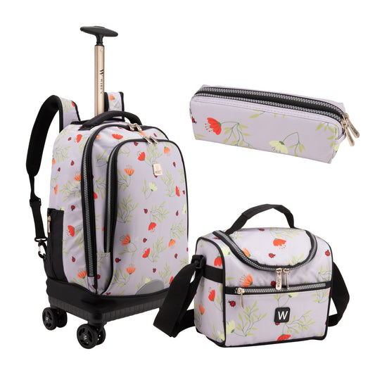 Lady Bug Wires School Backpack Trolley Set (Lunch bag & Pencil Case) - wiresitaly.com