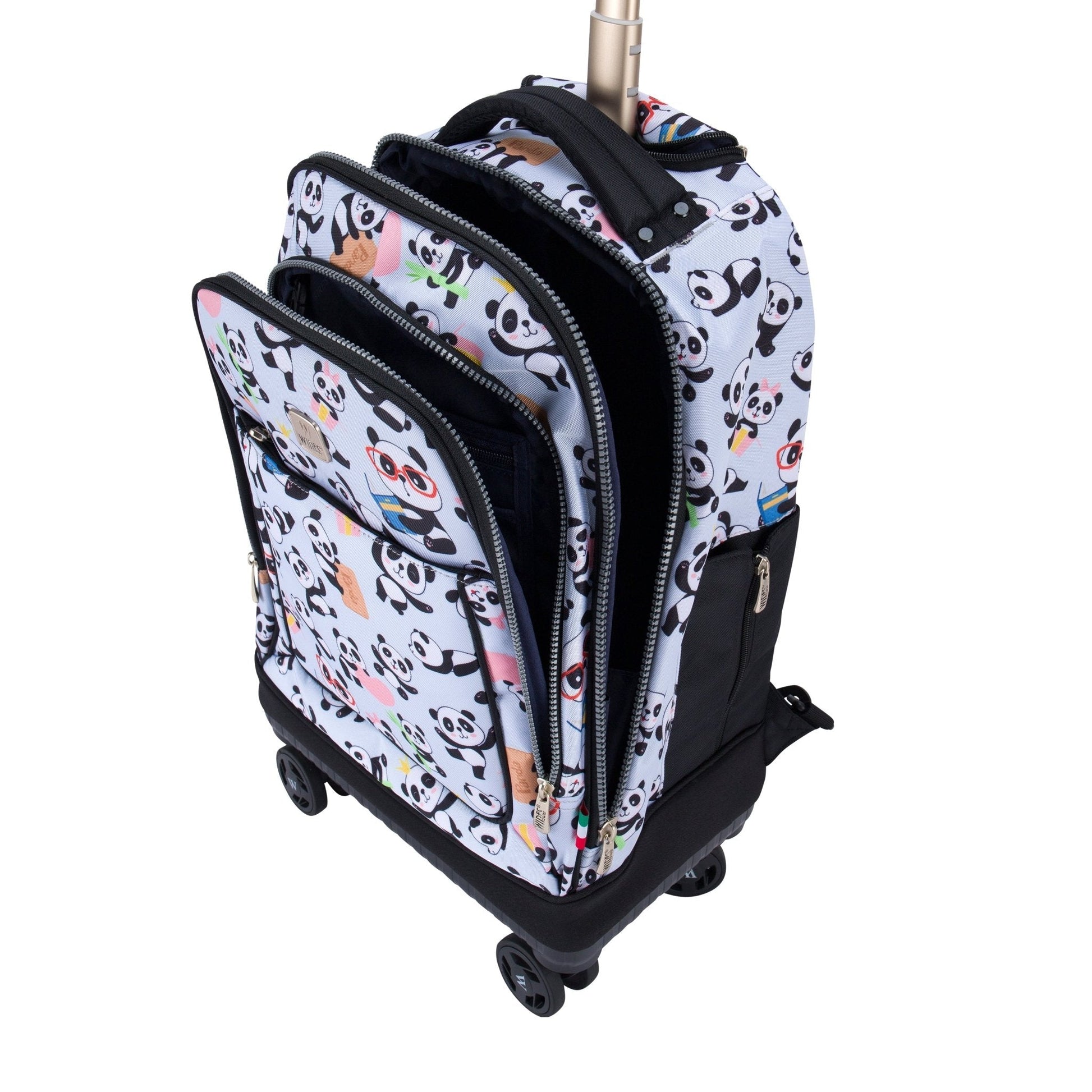 Mist Panda Wires 8 - Wheels School Backpack Trolley Set (Lunch bag & Pencil Case) - wiresitaly.com