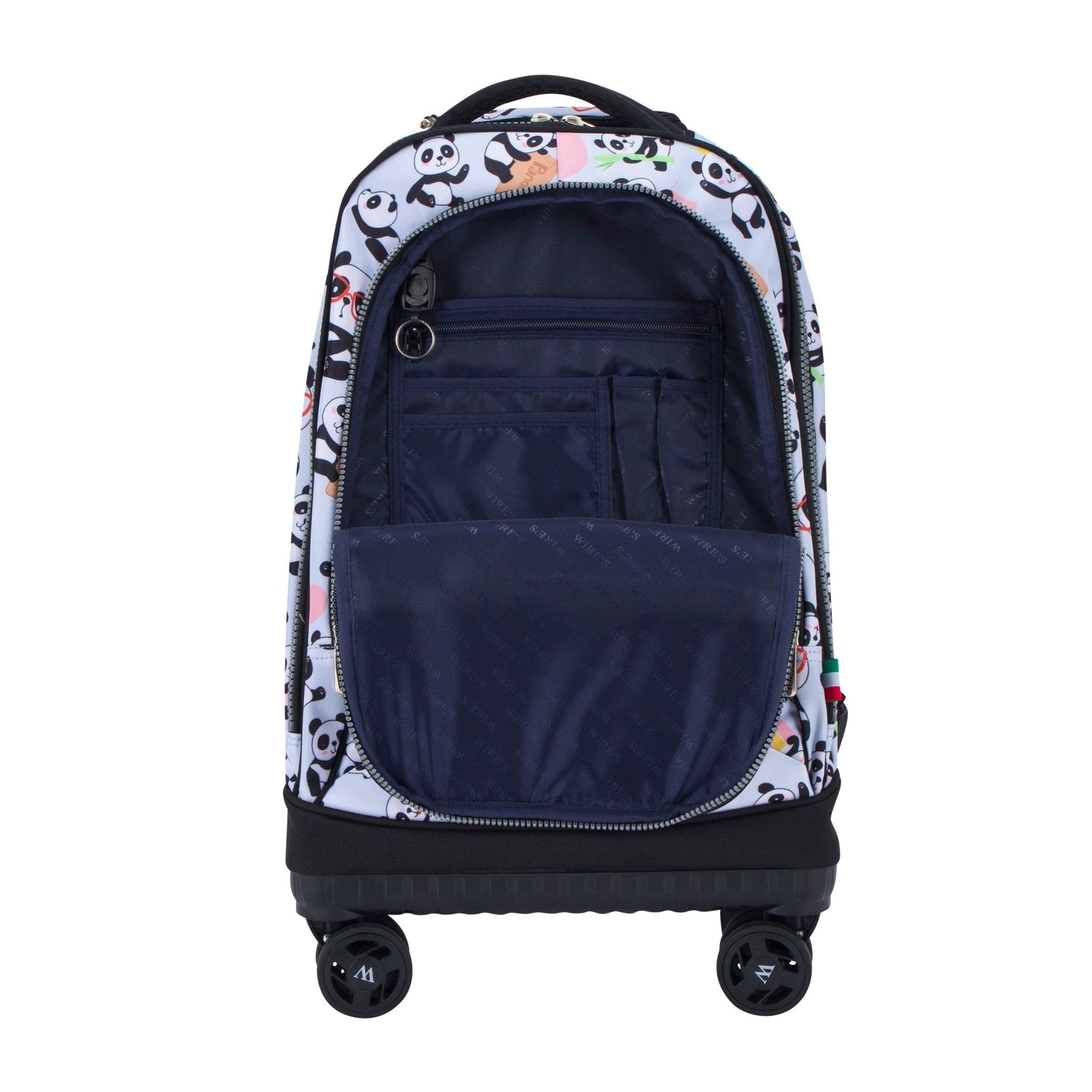 Mist Panda Wires 8 - Wheels School Backpack Trolley Set (Lunch bag & Pencil Case) - wiresitaly.com