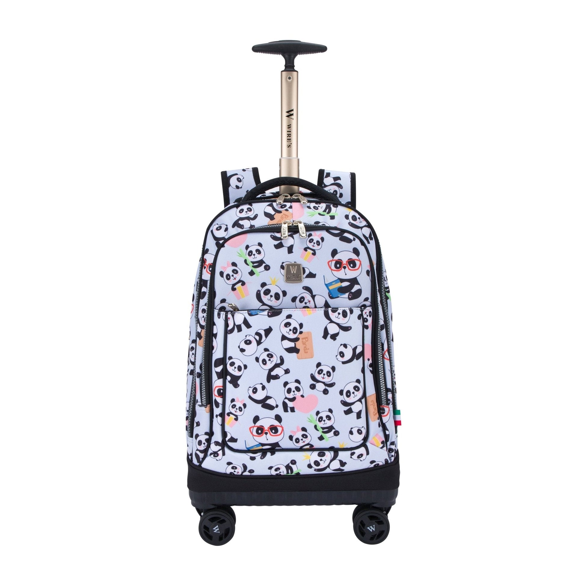 Mist Panda Wires 8 - Wheels School Backpack Trolley Set (Lunch bag & Pencil Case) - wiresitaly.com