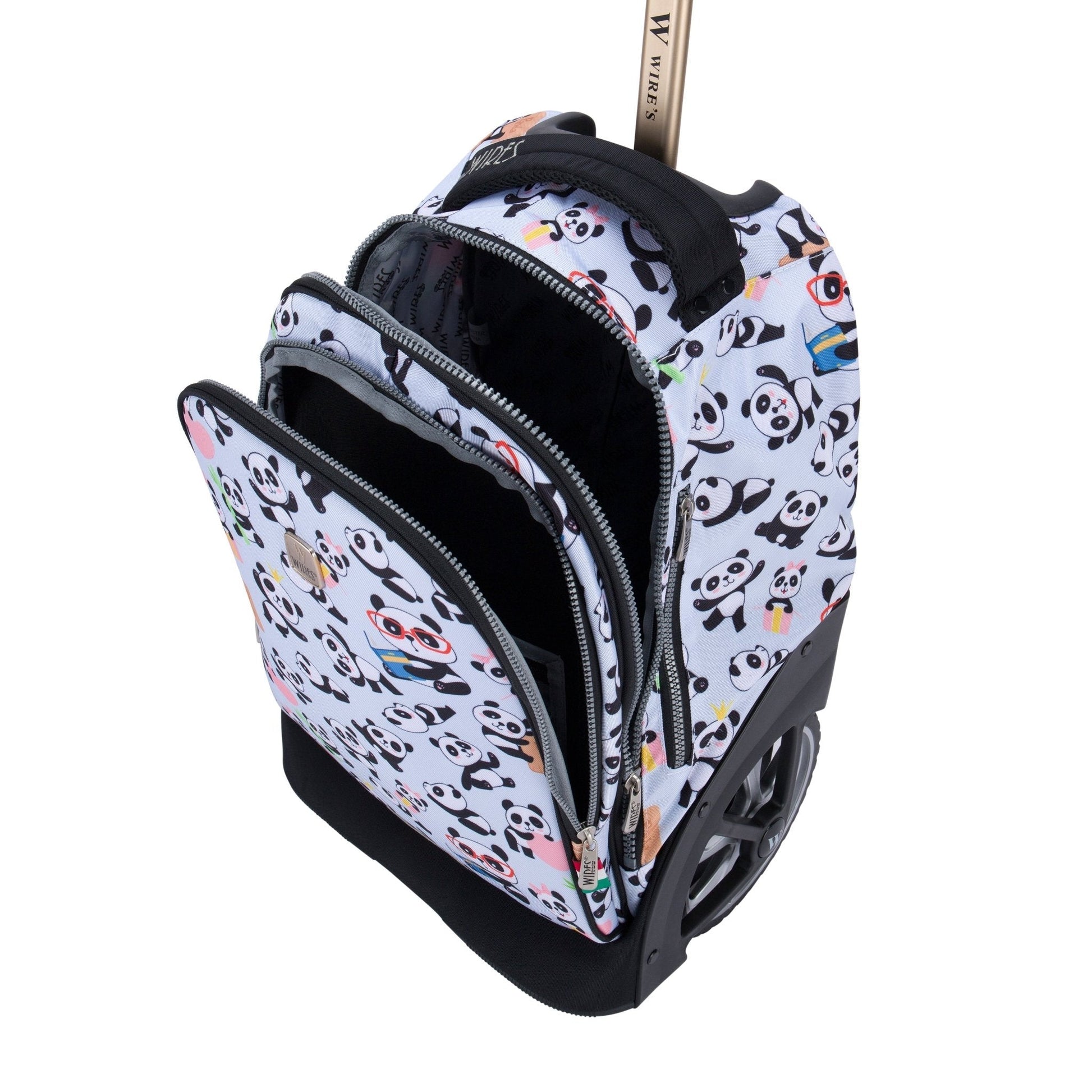 Mist Panda Wires Big Wheel School Bag Trolley Set of 3 (Lunch Bag & Pencil Case) - wiresitaly.com