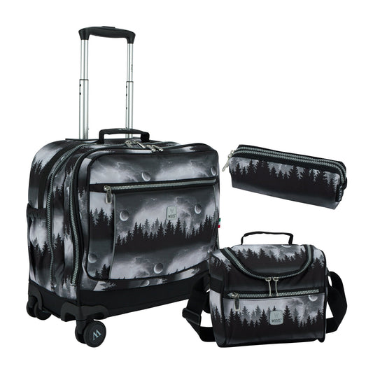Mystery Forest Wires School Bag Trolley Set of 4(Lunch Bag & Pencil Case)+Lunch Box - wiresitaly.com
