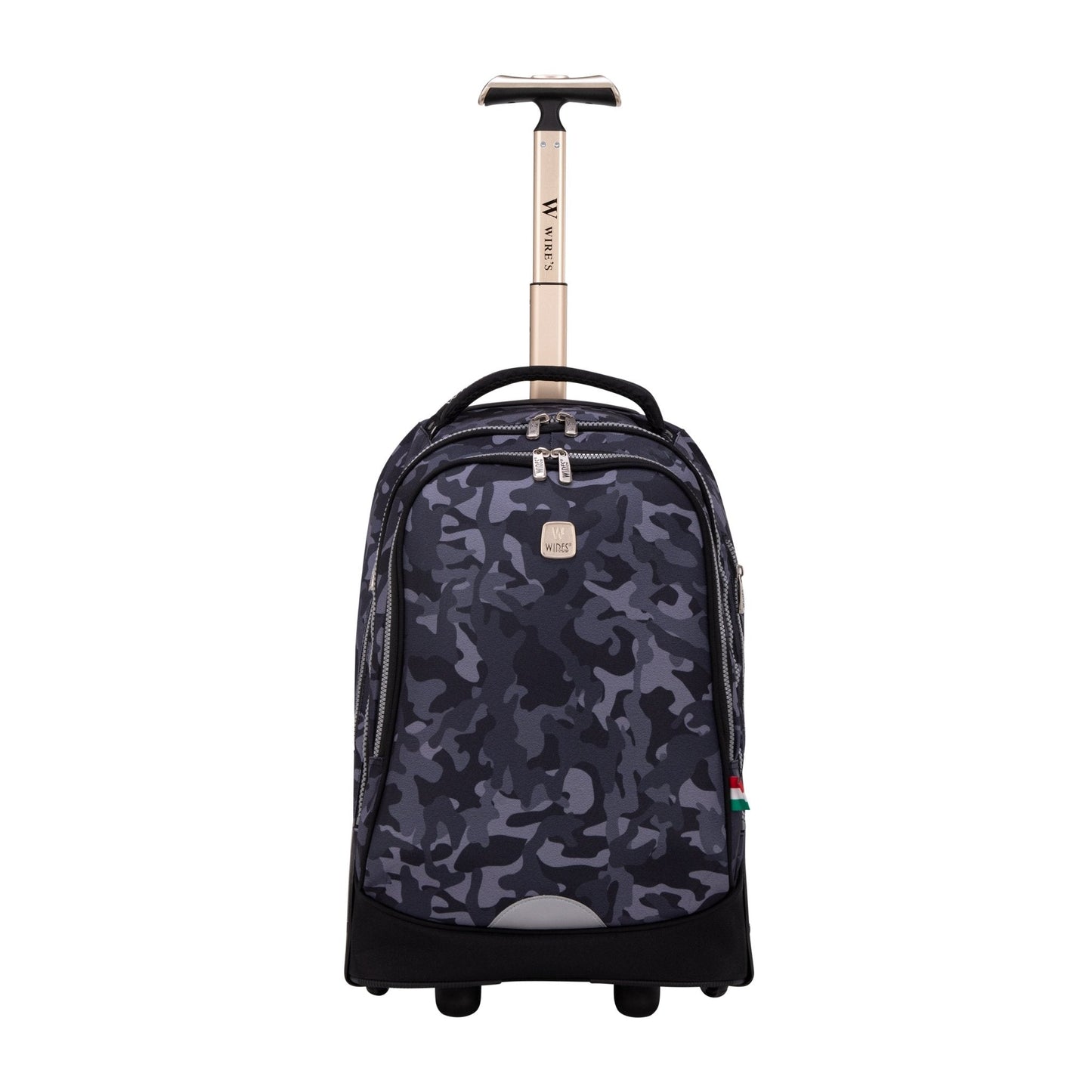 Navy Camouflage Wires Big Wheel School Bag Trolley Set of 3 (Lunch Bag & Pencil Case) - wiresitaly.com