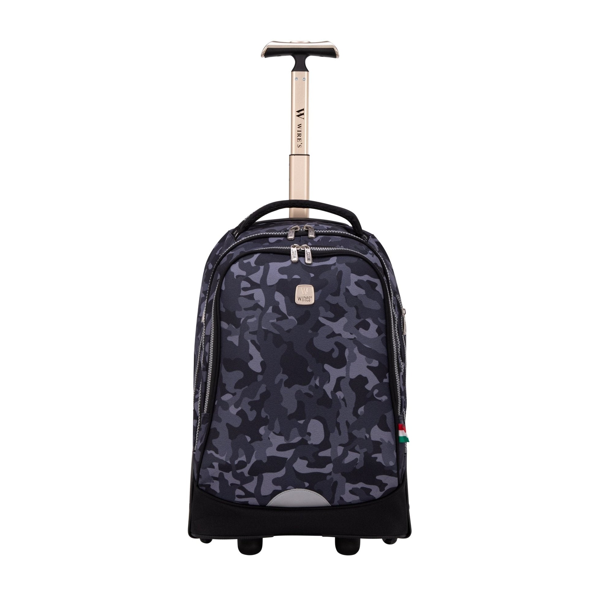 Navy Camouflage Wires Big Wheel School Bag Trolley Set of 3 (Lunch Bag & Pencil Case) - wiresitaly.com