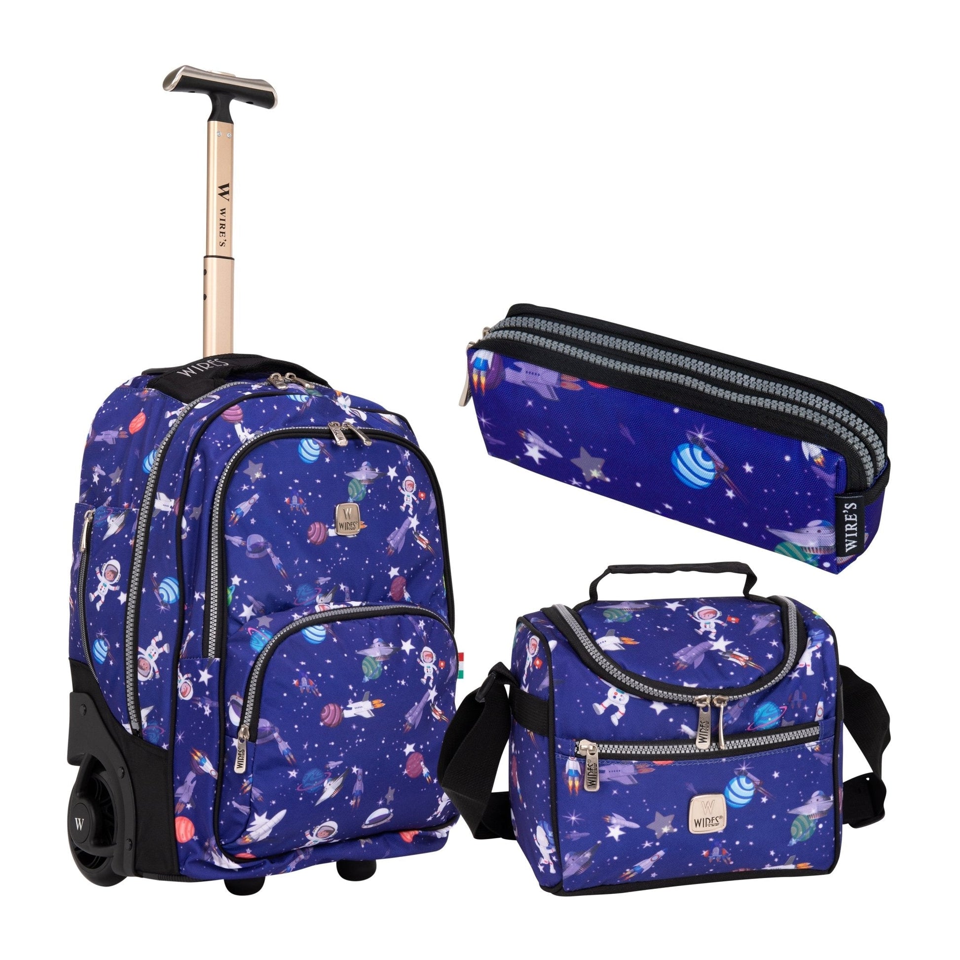 Outer Space Wires Mini Wheel School Bags Trolly Set of 3pcs - wiresitaly.com