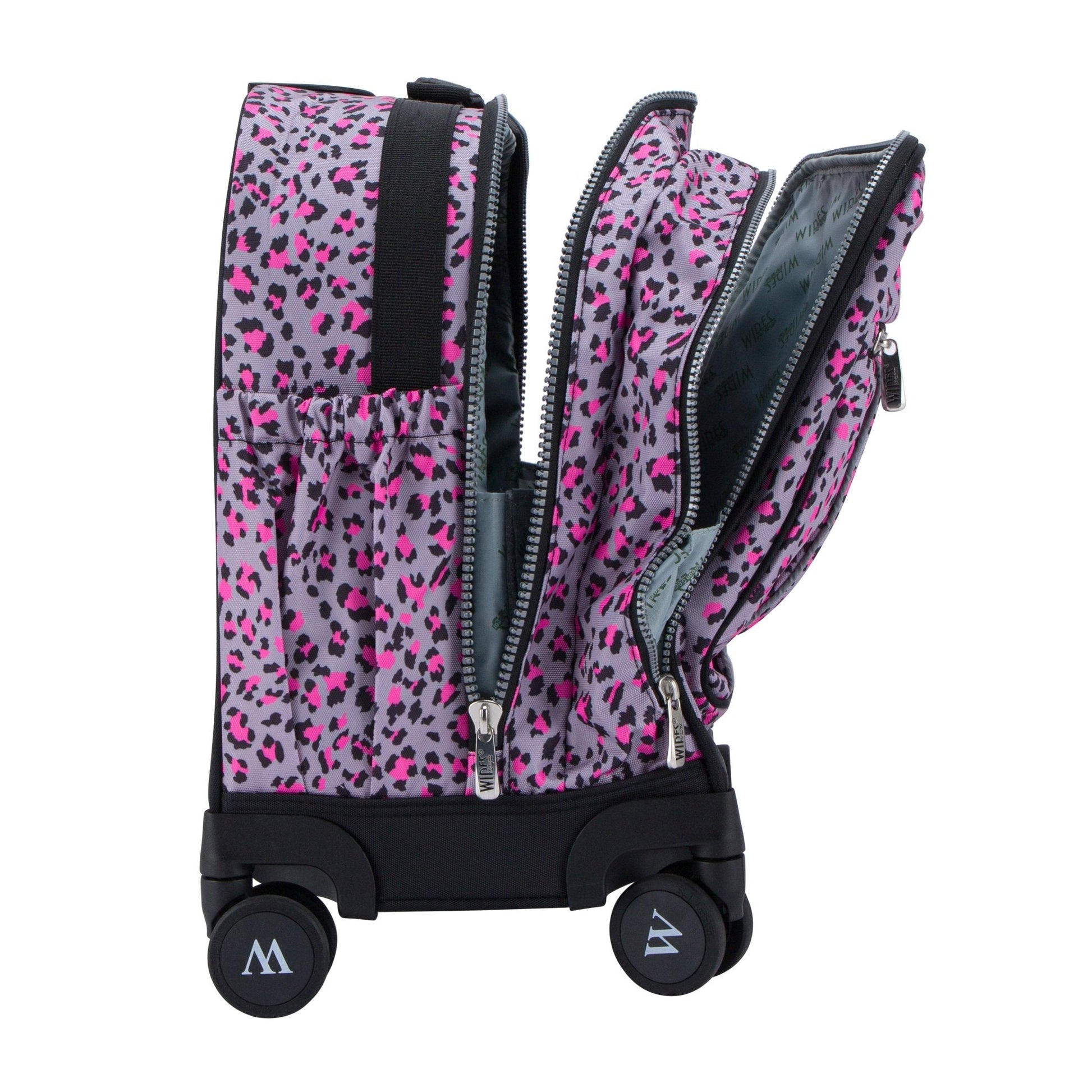 Pink Leopard Wires School Bag Trolley Set of 4(Lunch Bag & Pencil Case)+Lunch Box - wiresitaly.com