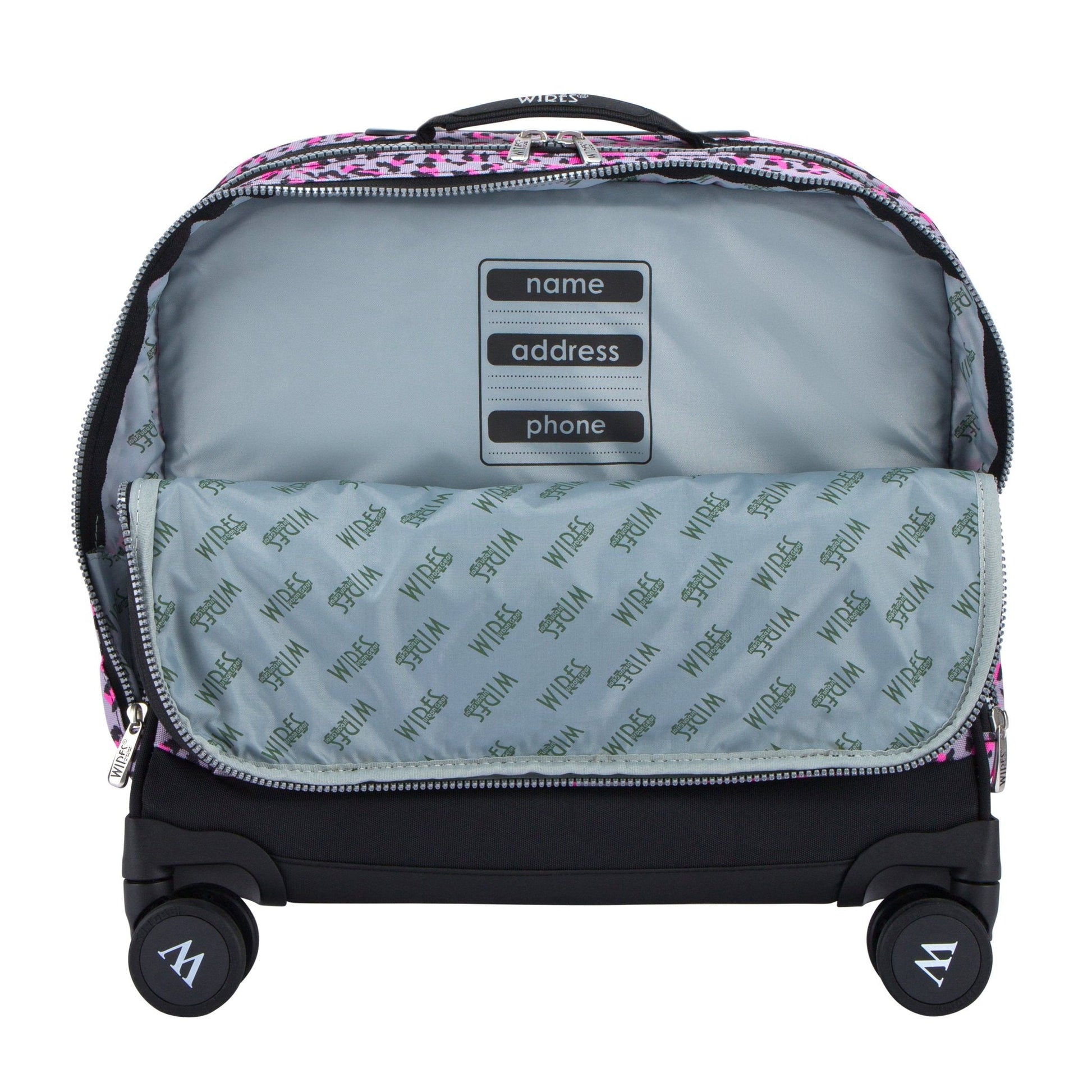 Pink Leopard Wires School Bag Trolley Set of 4(Lunch Bag & Pencil Case)+Lunch Box - wiresitaly.com