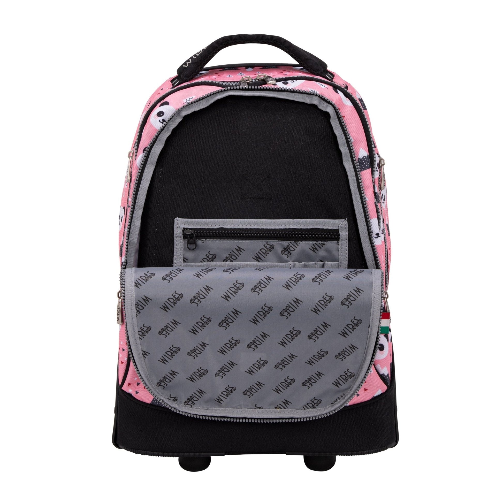 Pink Panda Wires Big Wheel School Bag Trolley Set of 3 (Lunch Bag & Pencil Case) - wiresitaly.com