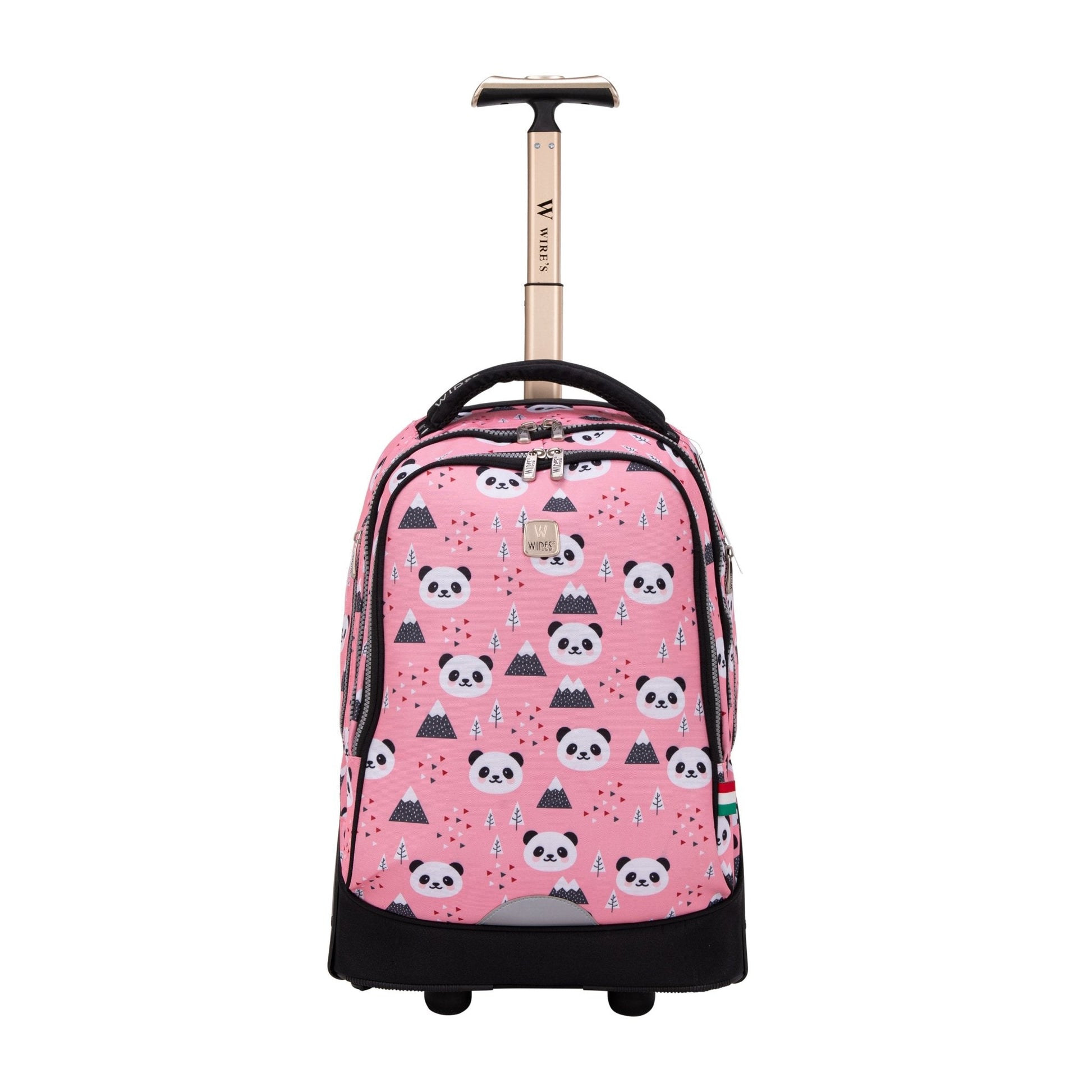 Pink Panda Wires Big Wheel School Bag Trolley Set of 3 (Lunch Bag & Pencil Case) - wiresitaly.com