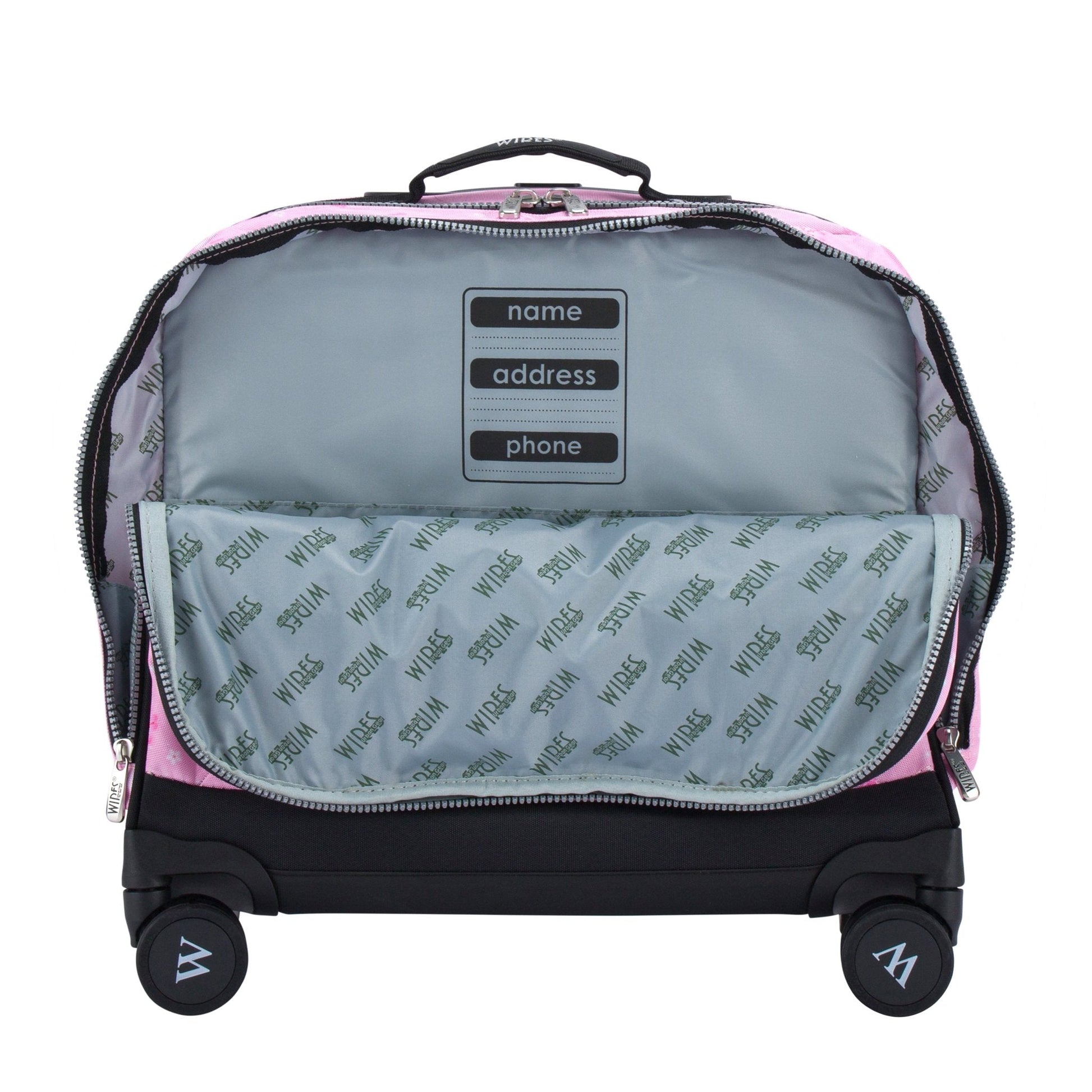 Pink Snowflakes Wires School Bag Trolley Set of 4(Lunch Bag & Pencil Case)+Lunch Box - wiresitaly.com