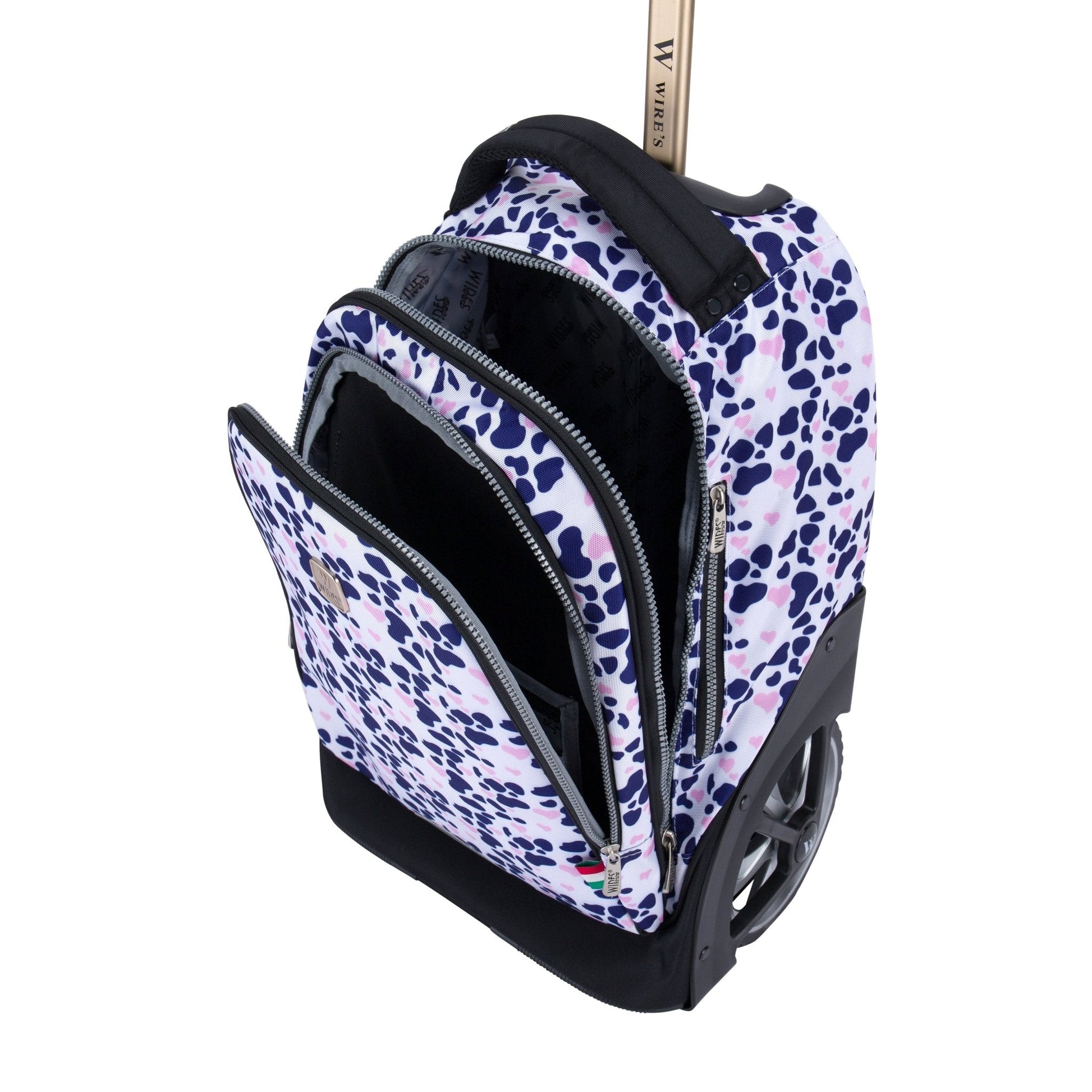 Polkaprint Wires Big Wheel School Bag Trolley Set of 3 (Lunch Bag & Pencil Case) - wiresitaly.com