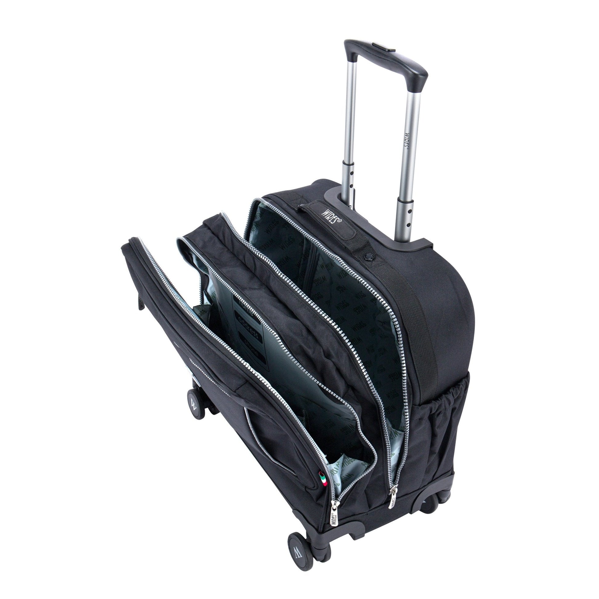 Pure Black Wires School Bag Trolley Set of 4(Lunch Bag & Pencil Case)+Lunch Box - wiresitaly.com
