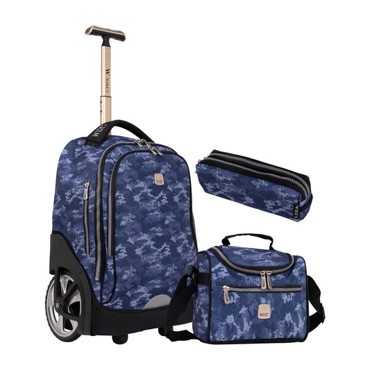 SCATTER BIG WHEEL SCHOOL BAG TROLLEY SET COMES WITH LUNCH BAG AND PENCIL CASE - wiresitaly.com