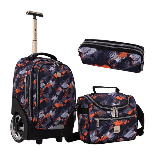 Shadow Wires Big Wheel School Bag Trolley Set of 3 (Lunch Bag & Pencil Case) - wiresitaly.com