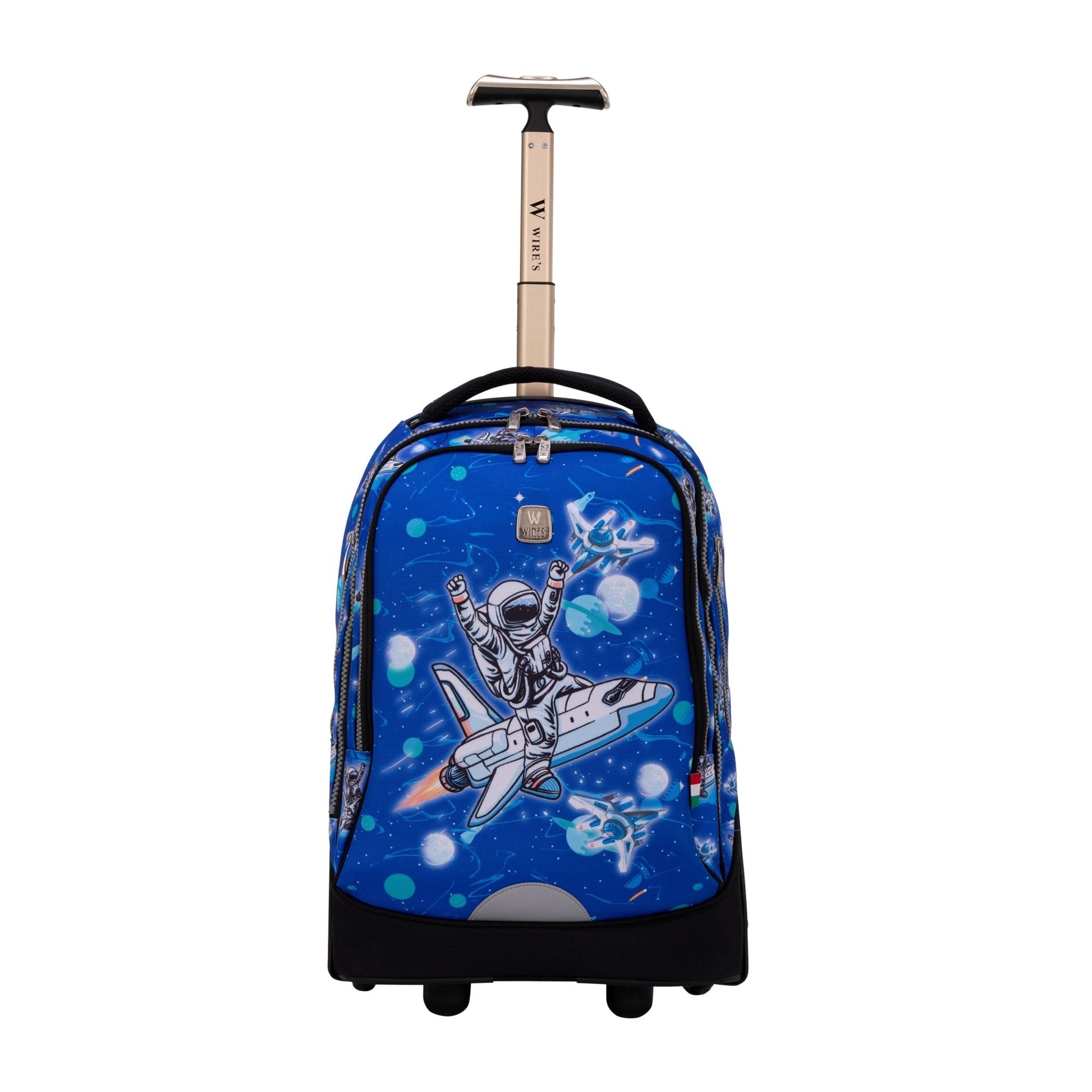 Spaceman Wires Big Wheel School Bag Trolley Set of 3 (Lunch Bag & Pencil Case) - wiresitaly.com