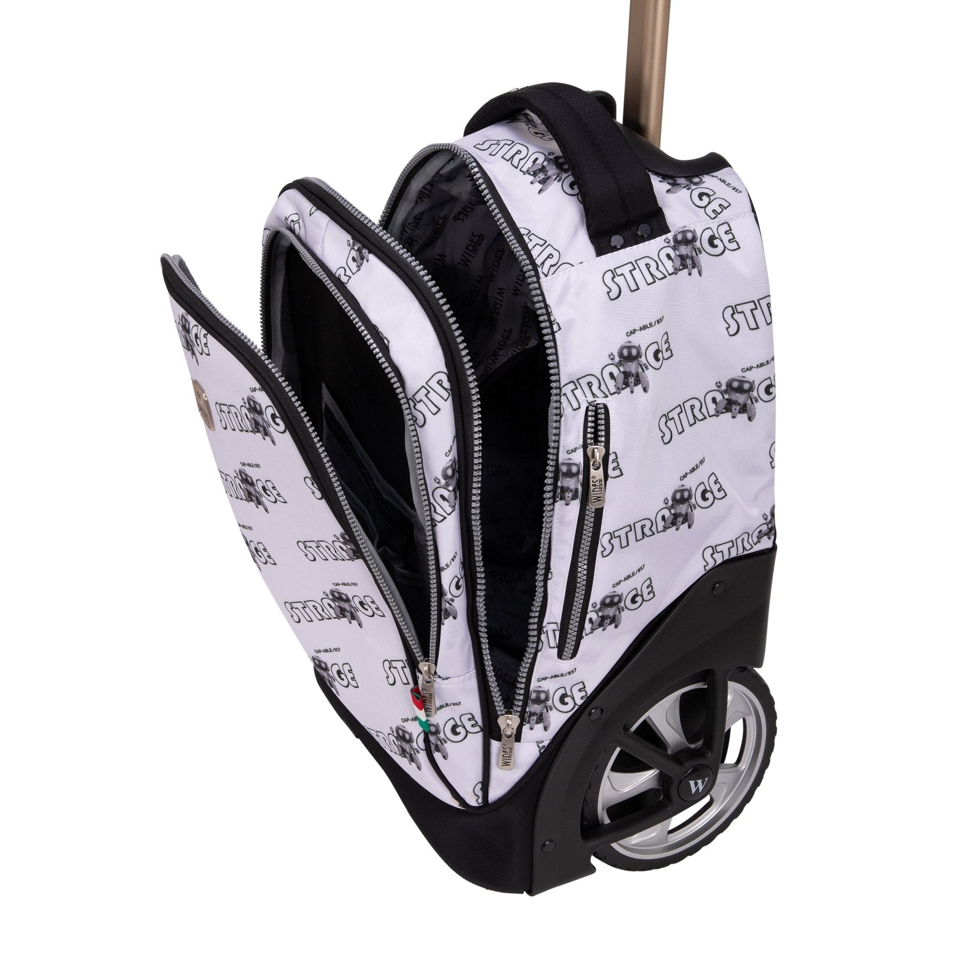 Strange Grey Wires Big Wheel School Bag Trolley Set of 3 (Lunch Bag & Pencil Case) - wiresitaly.com
