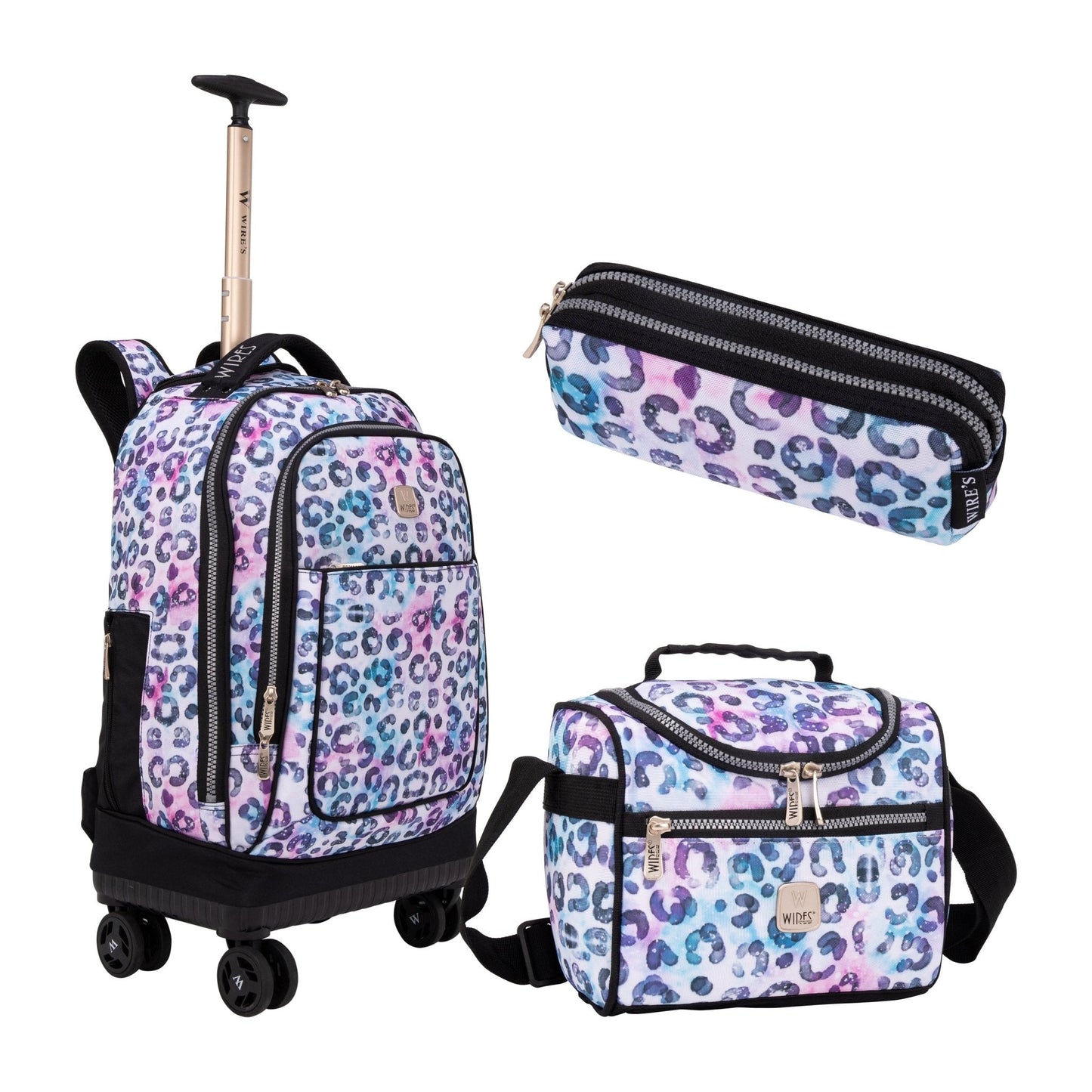 Wires 8 - Wheels School Backpack Trolley Set (Lunch bag & Pencil Case) - wiresitaly.com
