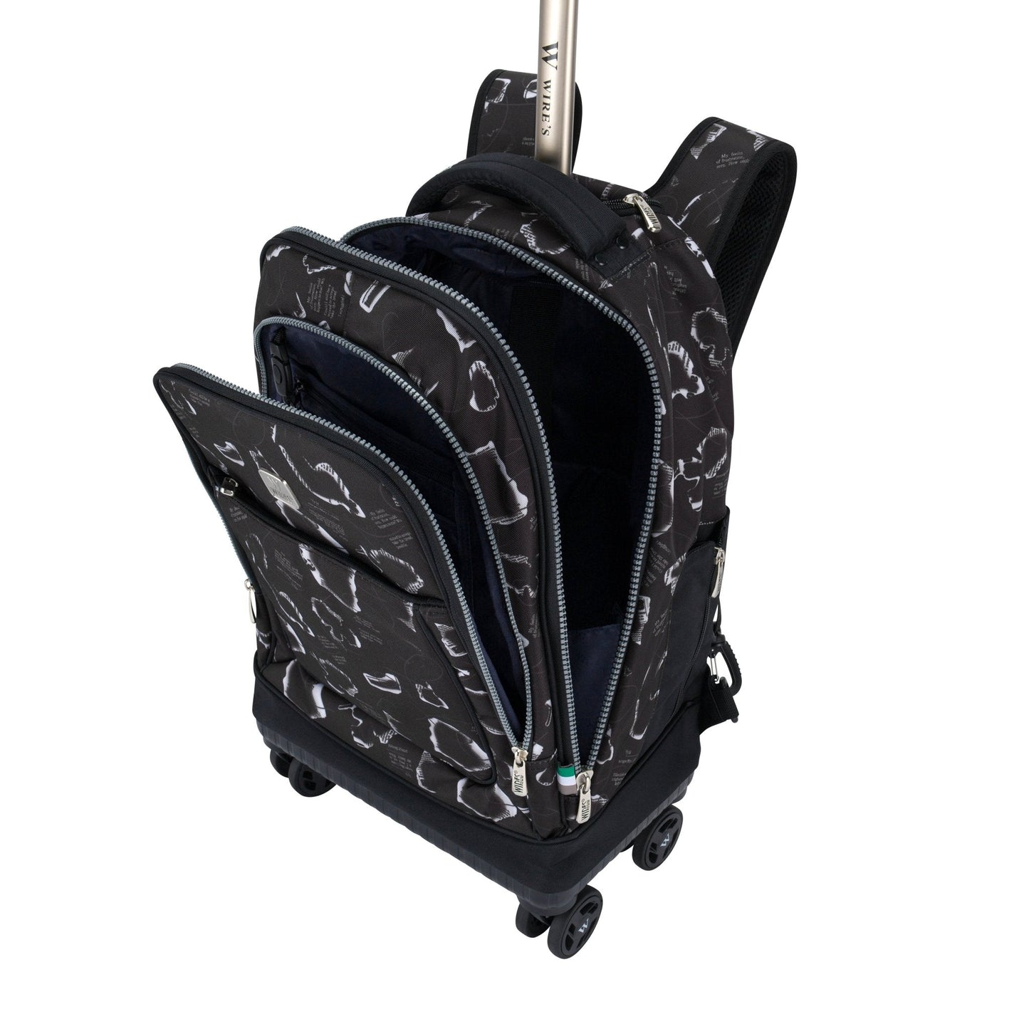 Wires 8 - Wheels School Backpack Trolley Set (Lunch bag & Pencil Case) - wiresitaly.com